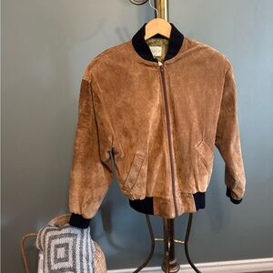 Brown Suede Bomber Jacket